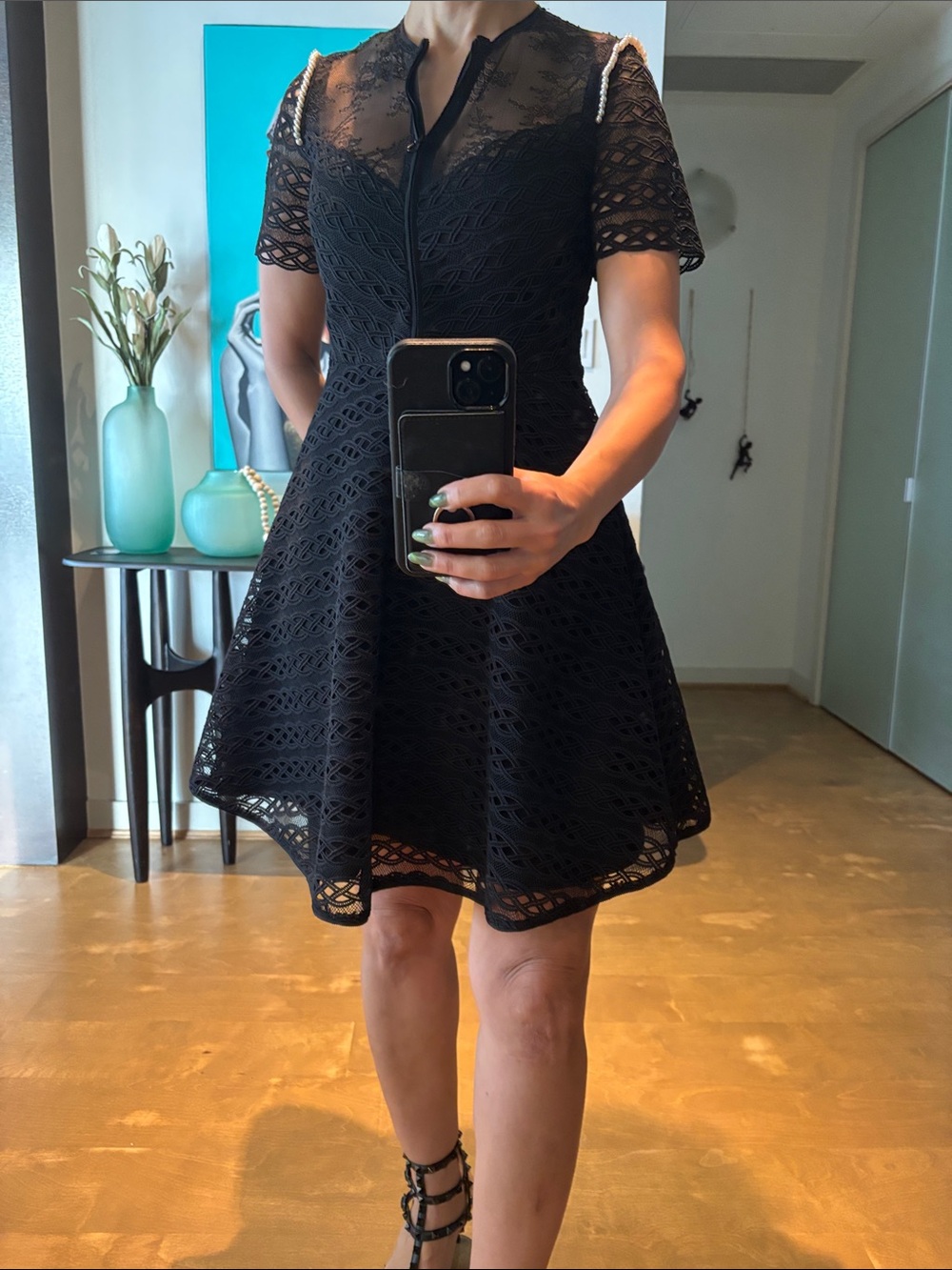 Sandro Black Lace Mini Dress